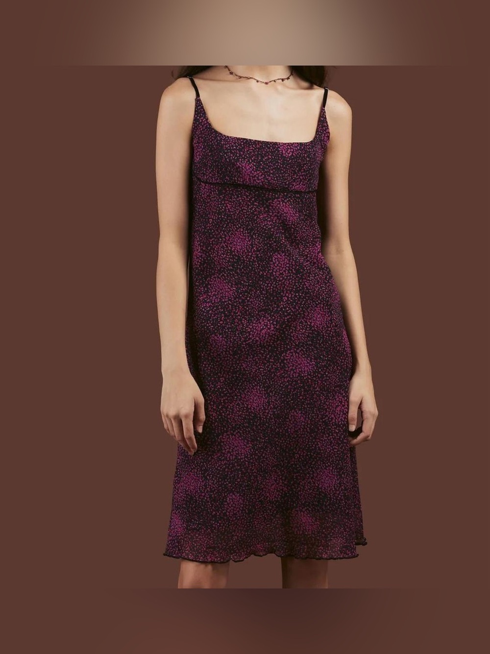 Unif 90s Dawn Slip Dress in Plum Purple Black Floral Print Small